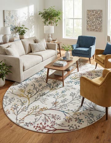 Ivory Blossom Oval Rug