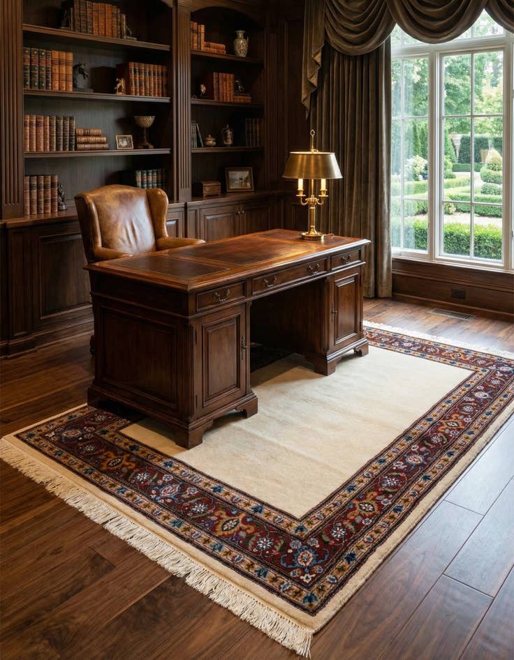 Detail image of  3' 4 x 4' 11  Hand Knotted Birjend Persian Wool Rug