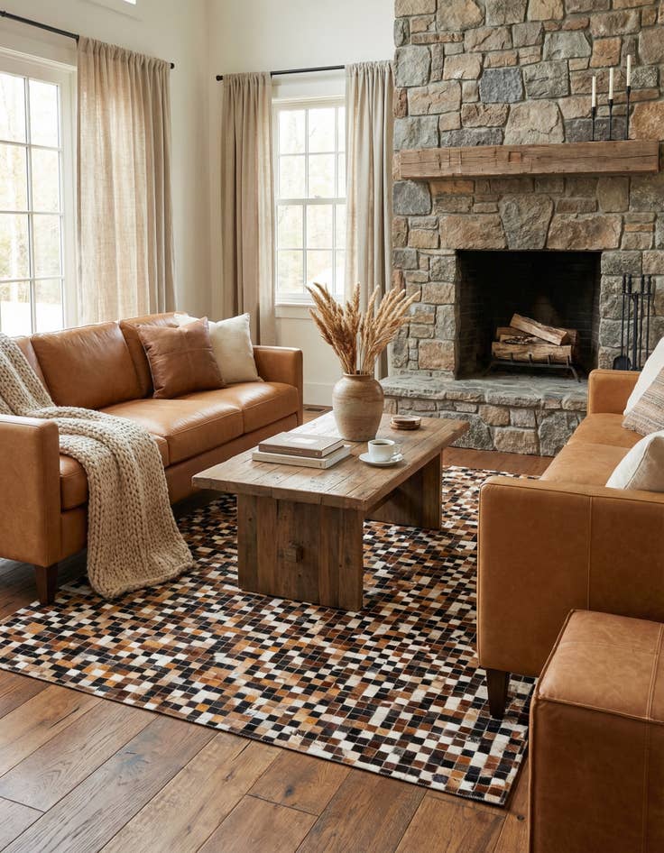 Detail image of 5' 6 x 7' 8 Cowhide Stocks Rug