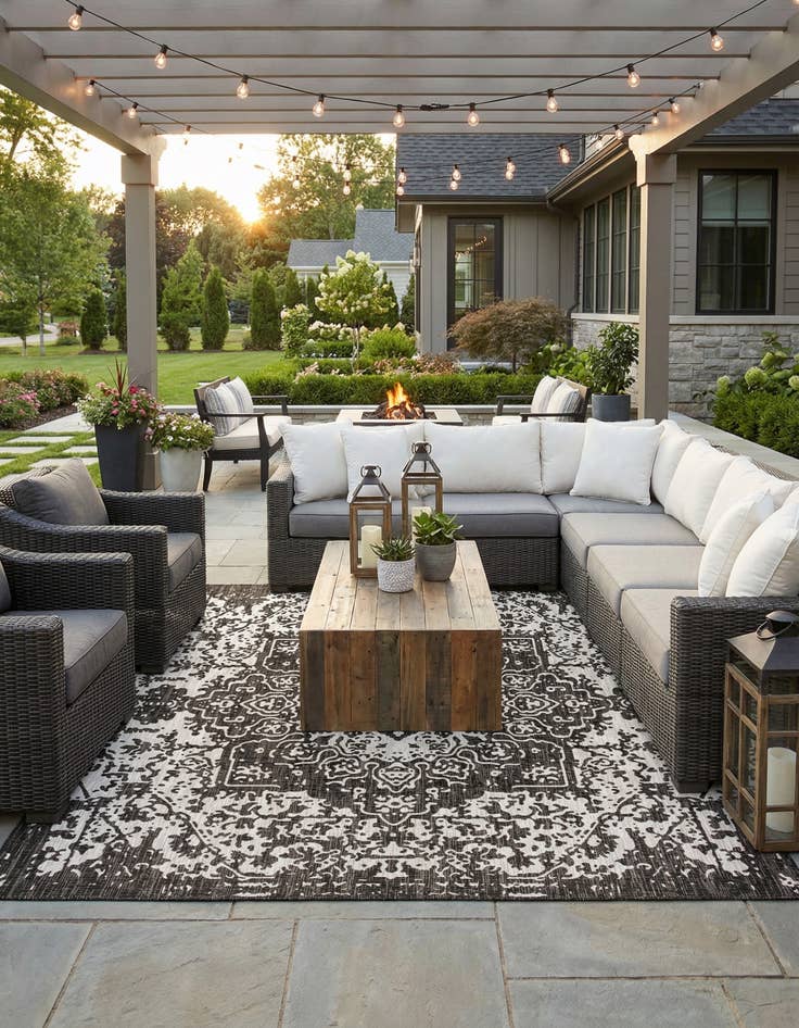 Detail image of 13' x 13'  Washable Jill Zarin Dubai Indoor / Outdoor Square Rug