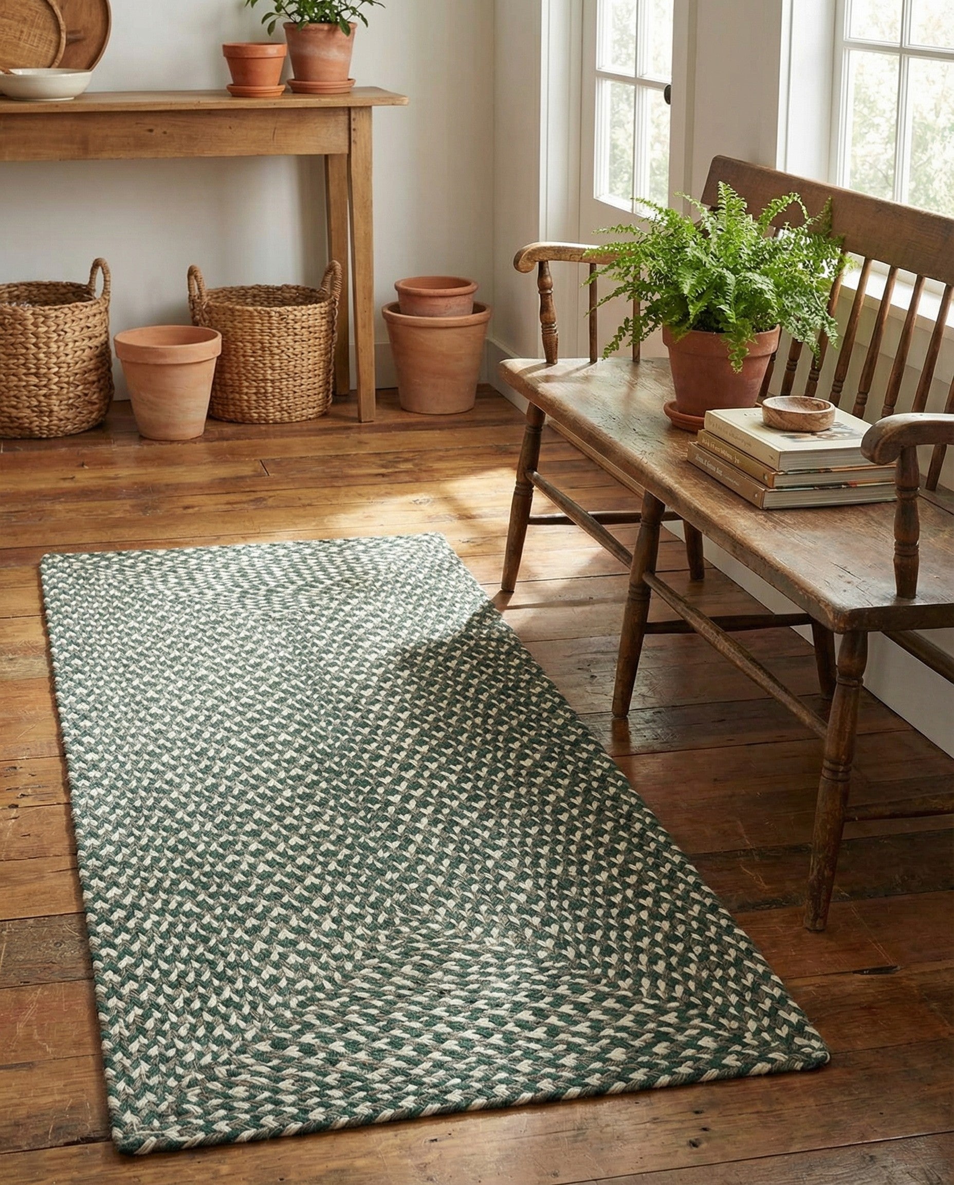  2' x 4' 1  Hand Tweed Braided Jute Runner Rug