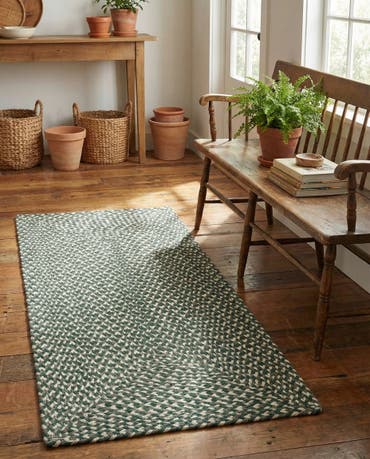  2' x 4' 1  Hand Tweed Braided Jute Runner Rug