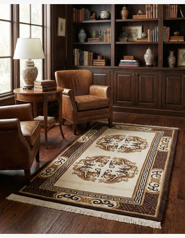 3' 1 x 5' 9 Hand Knotted Carved Pekin Wool Rug