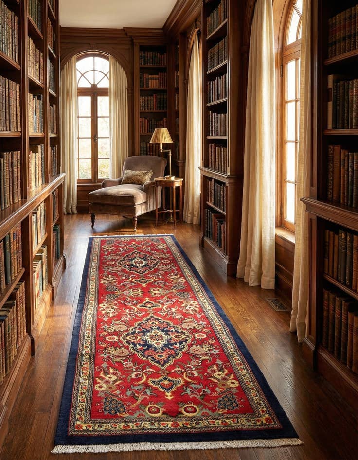 Detail image of  2' 7 x 6' 11  Hand Knotted Qom Persian Runner Rug