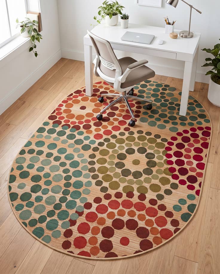 Detail image of 4' x 6' Easy-Clean Modern Indoor / Outdoor Oval Rug