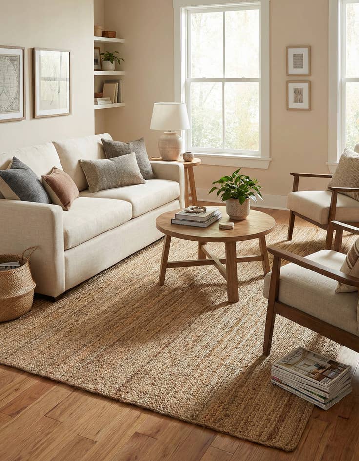 Detail image of  7' 1 x 10'  Hand Braided Jute Rug