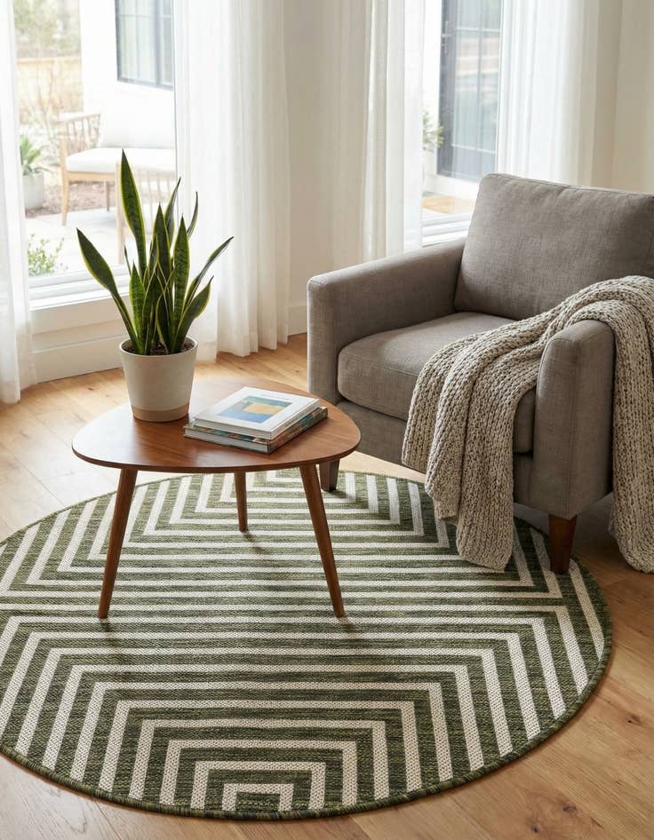 Detail image of 3' x 3'  Washable Modern Indoor / Outdoor Round Rug