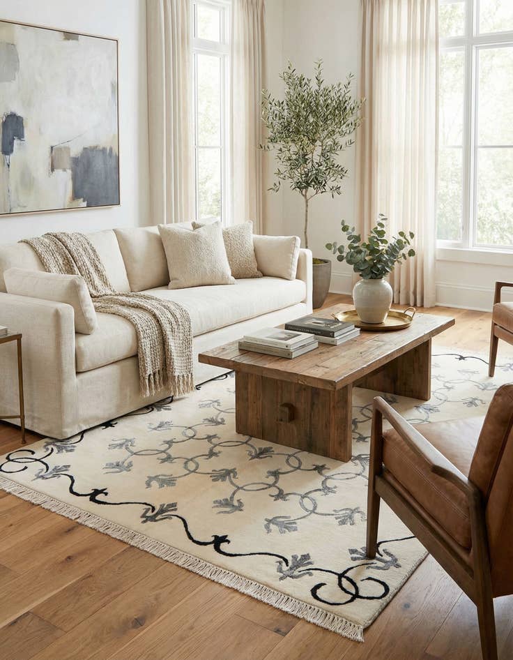 Detail image of 4' 7 x 6' 7  Hand Knotted Darya Wool Rug