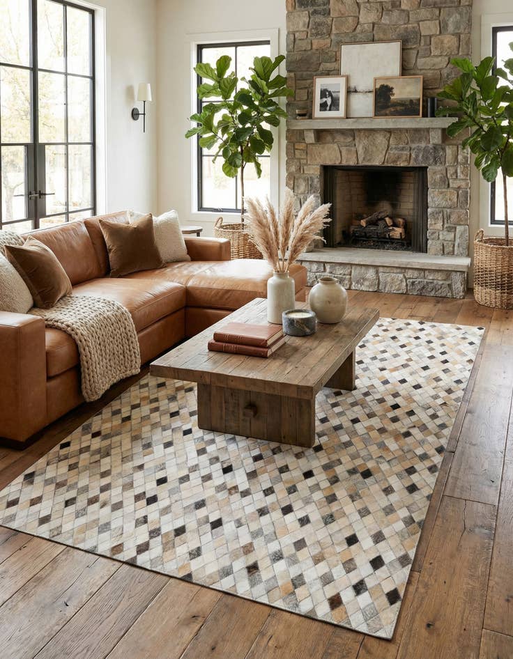 Detail image of  5' x 8' 1 Cowhide Leather Rug