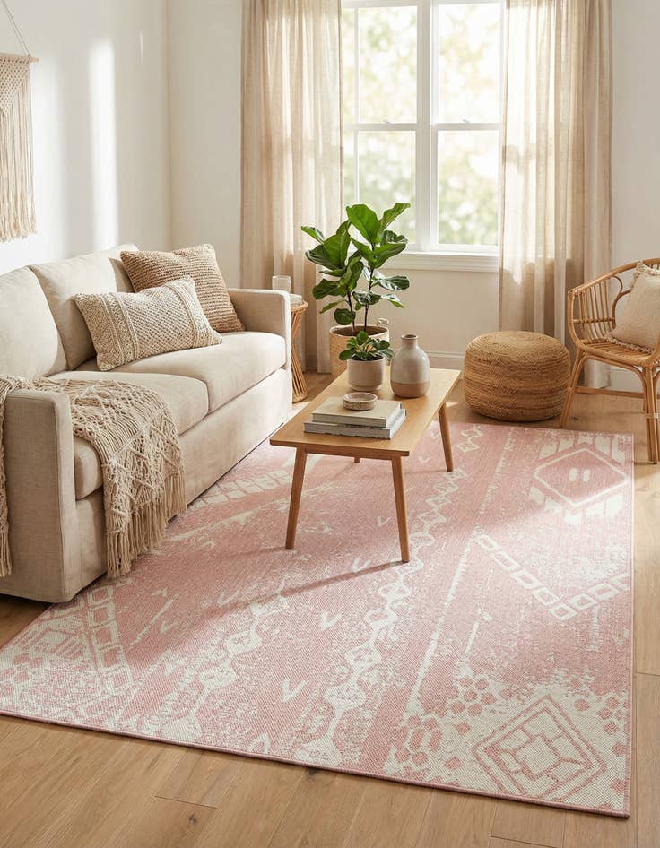 Detail image of  6' x 9'  Washable Bohemian Indoor / Outdoor Rug