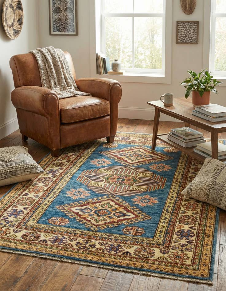 Detail image of 3' 5 x 4' 10  Hand Knotted Kazak Oriental Rug