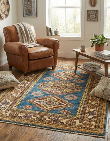 3' 5 x 4' 10 Hand Knotted Kazak Oriental Rug