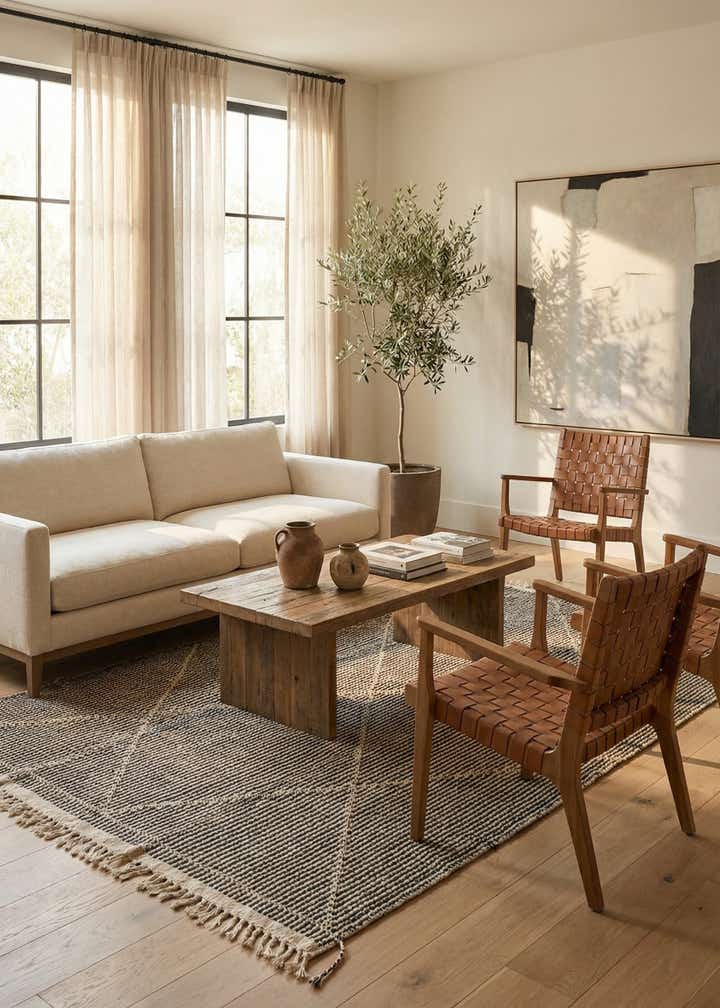 5' 6 x 8' 8 Hand Woven Kilim Modern Wool Rug