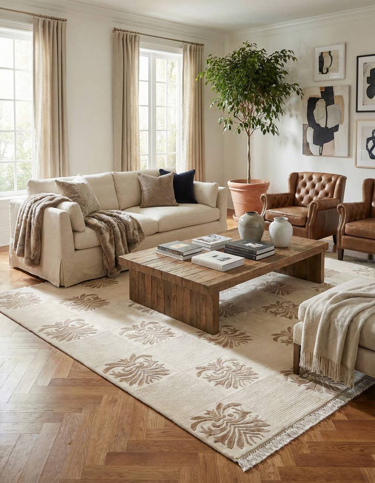 Detail image of  6' 7 x 10'  Hand Knotted Darya Wool Rug