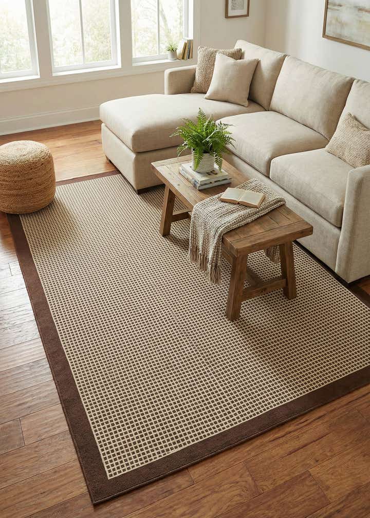 6' x 9' Easy-Clean Border Indoor / Outdoor Rug