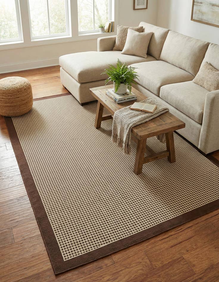 Detail image of 6' x 9' Easy-Clean Border Indoor / Outdoor Rug