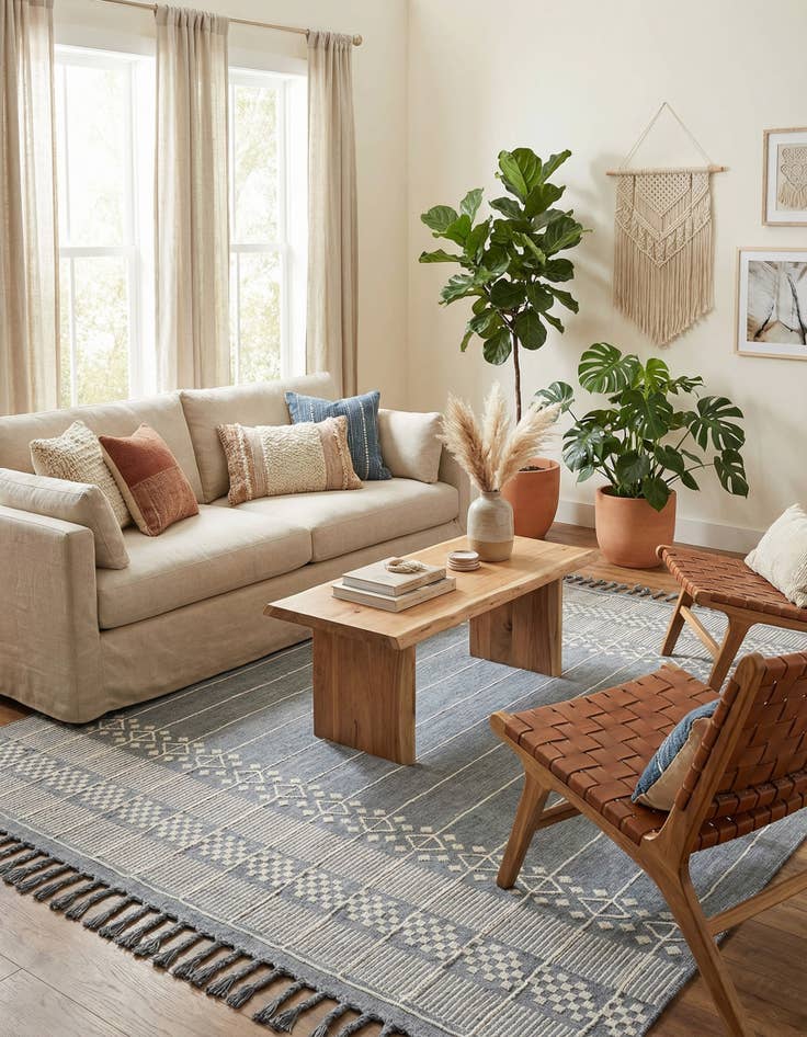 Detail image of  7' 10 x 10'  Washable Eco Bohemian Indoor / Outdoor Rug