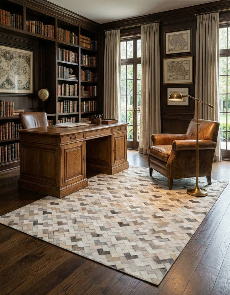 Detail image of 6' x 9' Cowhide Stocks Rug