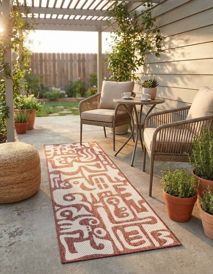 Detail image of 2' x 6'  Washable Modern Indoor / Outdoor Runner Rug