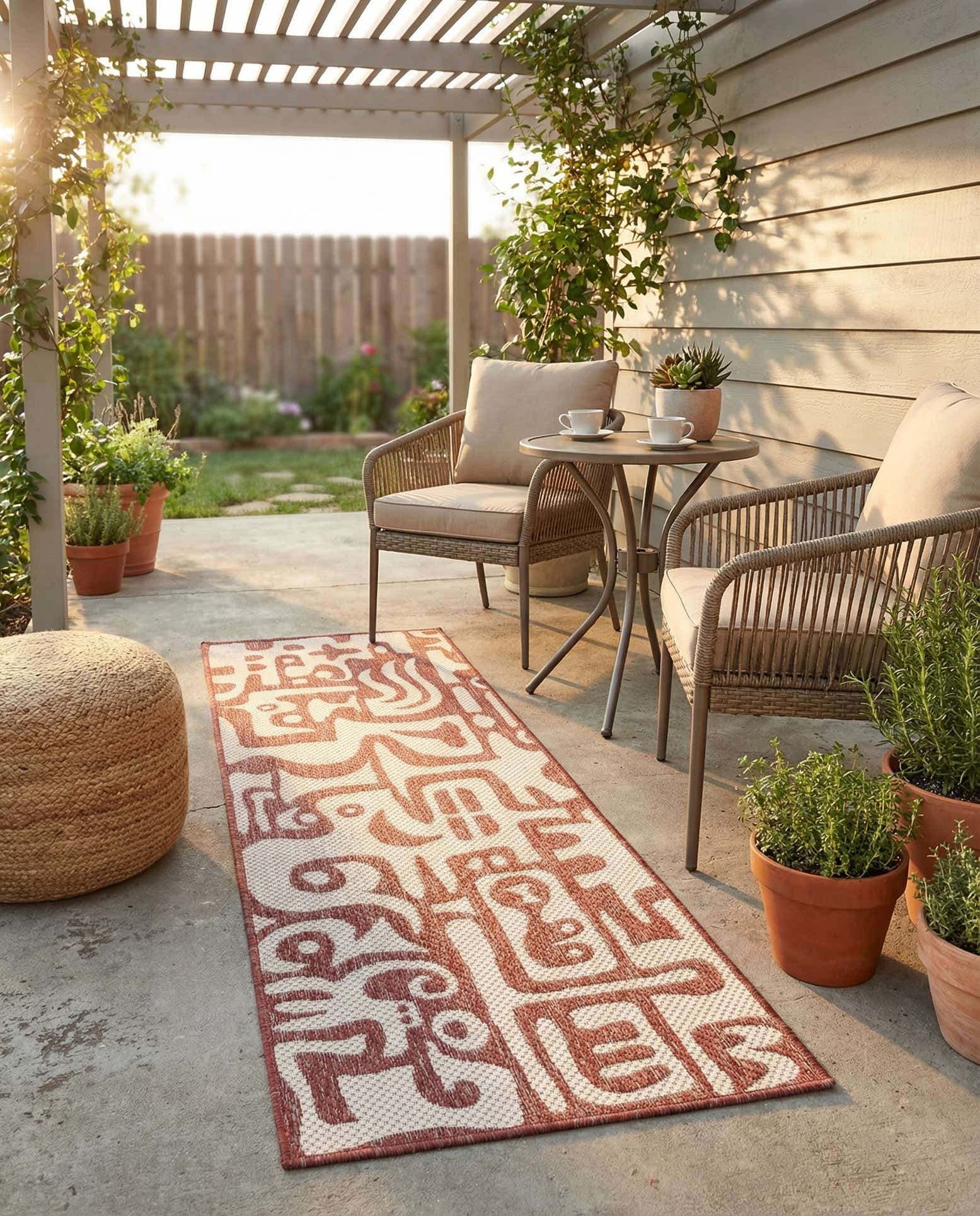 2' x 6' Easy-Clean Modern Indoor / Outdoor Runner Rug