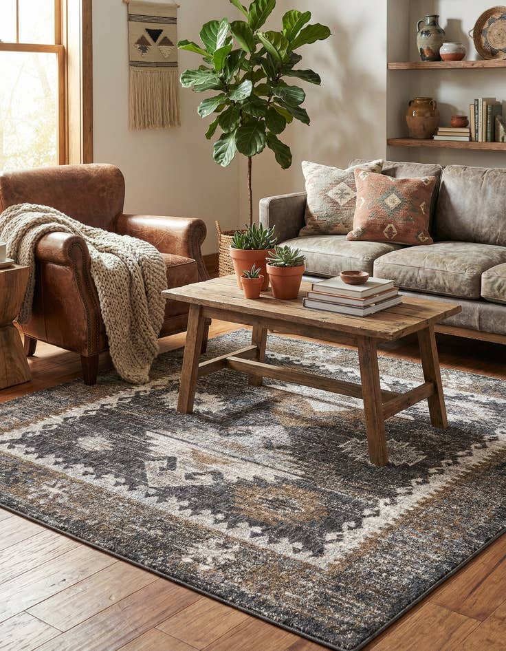 Detail image of 5' 3 x 5' 3 Eco Southwestern Square Rug