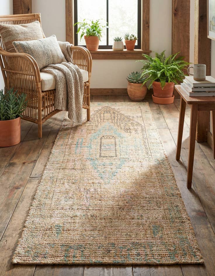 Detail image of 2' 2 x 6' 1  Hand Woven Chenille Jute Runner Rug