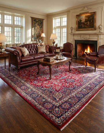 9' 7 x 13' Hand Knotted Mashad Persian Wool Rug