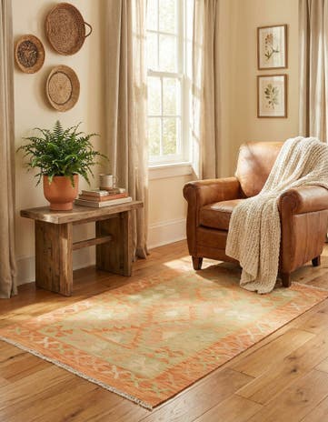 2' 6 x 4' Hand Woven Kilim Waziri Wool Rug