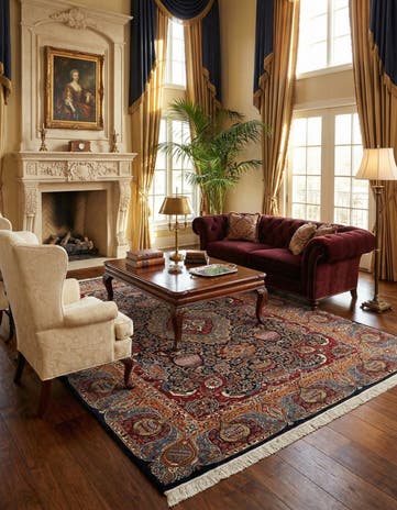 9' 7 x 12' 8 Hand Knotted Kashmar Persian Wool Rug