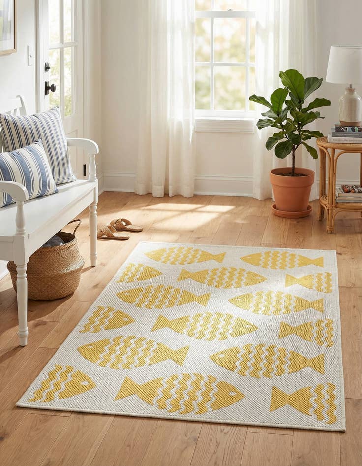 Detail image of 2' x 3' 1  Washable Coastal Indoor / Outdoor Rug