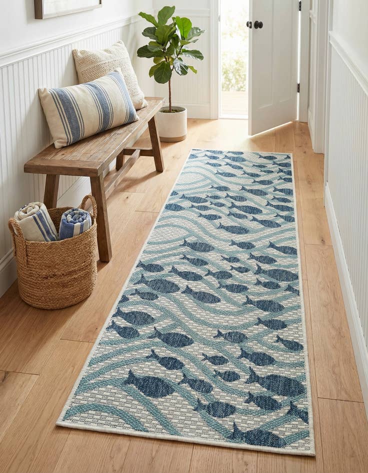 Detail image of 2' x 5' 3  Washable Coastal Indoor / Outdoor Runner Rug