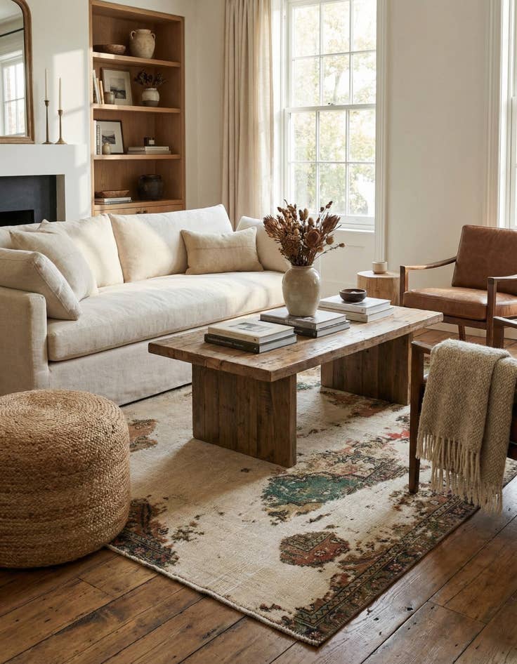 Detail image of 5' x 5' 10  Hand Knotted Ultra Vintage Persian Wool Square Rug