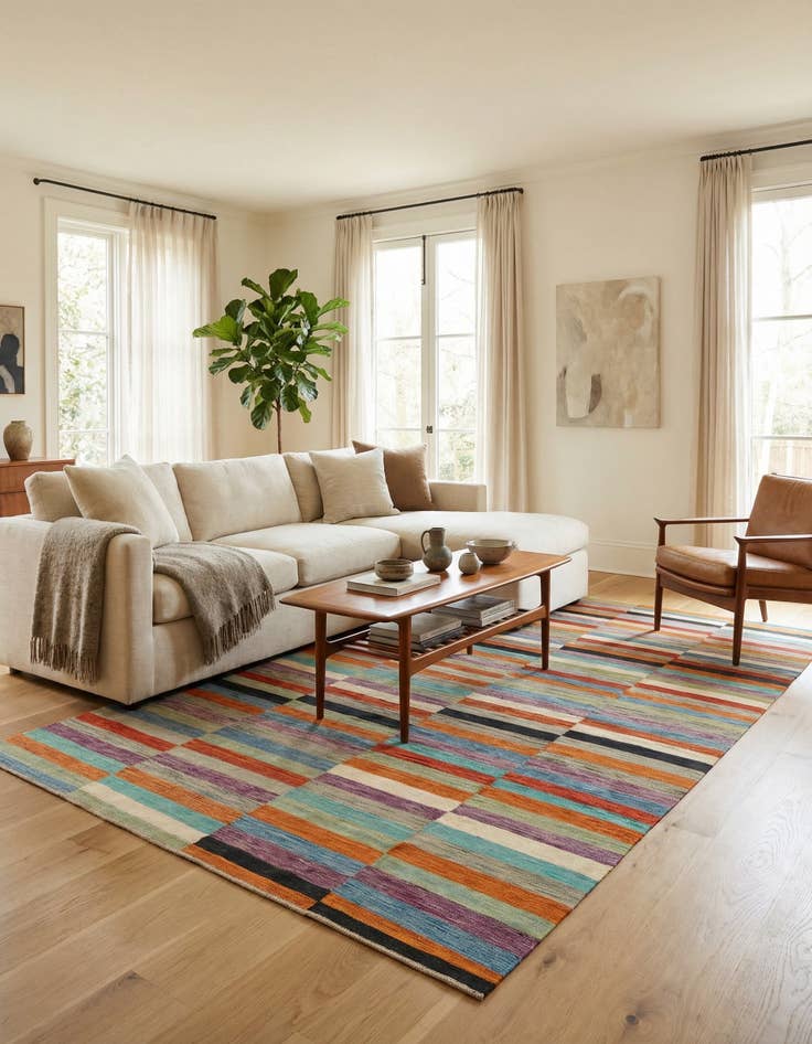 Detail image of  6' 4 x 9' 8  Hand Woven Kilim Modern Wool Rug