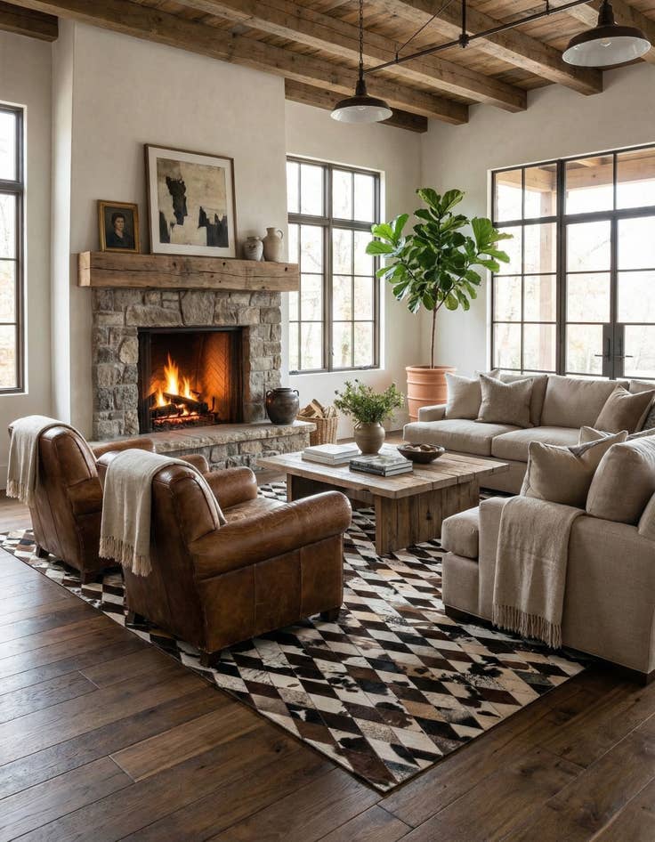 Detail image of 6' 8 x 9' 11 Cowhide Stocks Rug