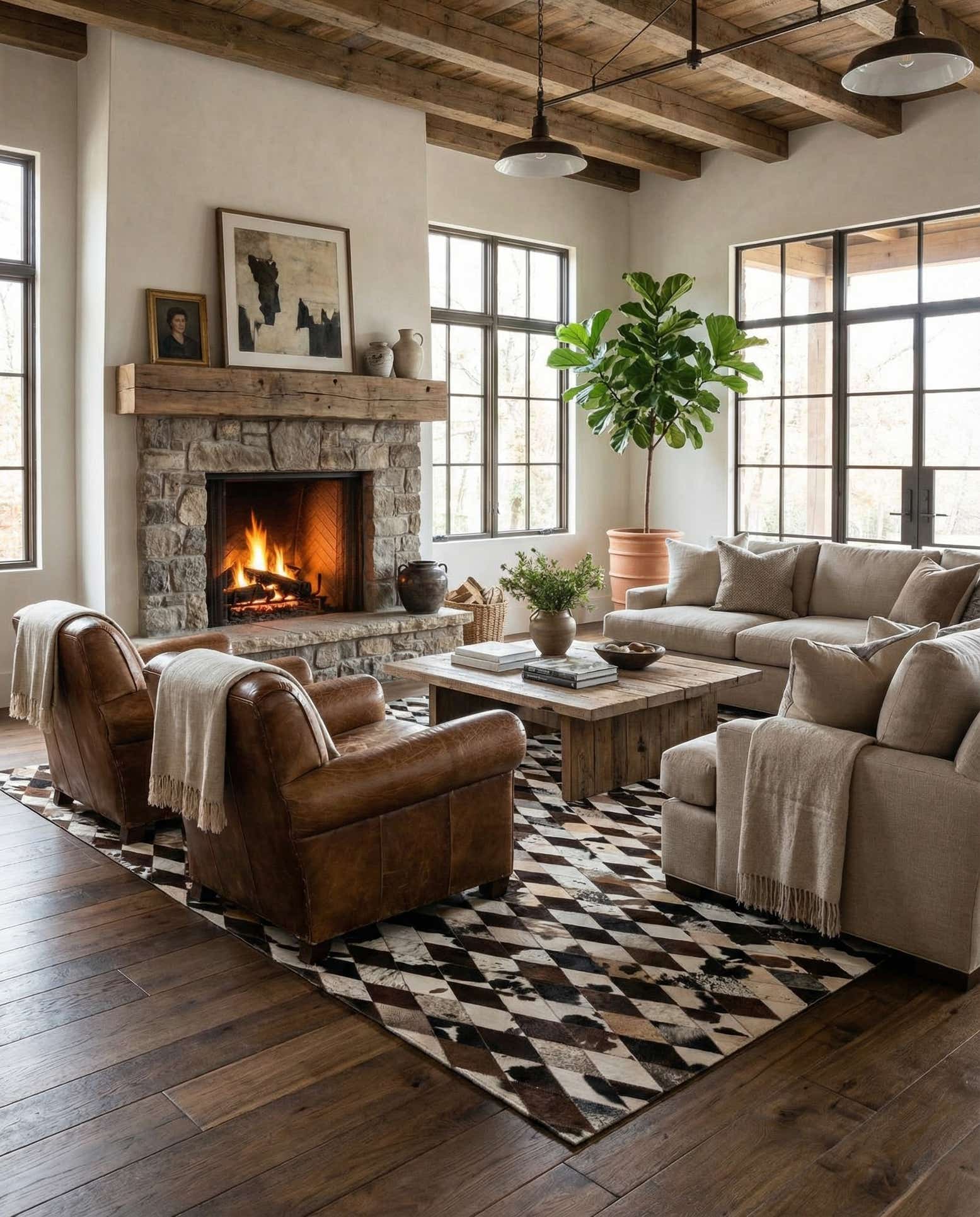 6' 8 x 9' 11 Cowhide Stocks Rug