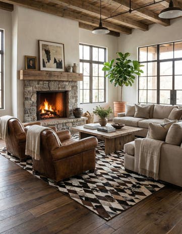 6' 8 x 9' 11 Cowhide Stocks Rug