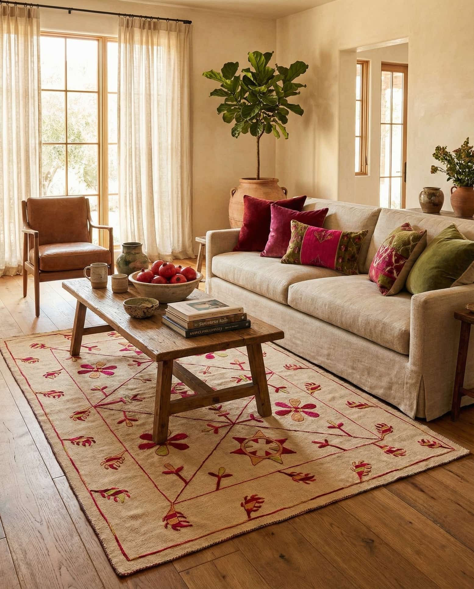 5' 10 x 7' 3 Hand Woven Kilim Suzani Wool Rug