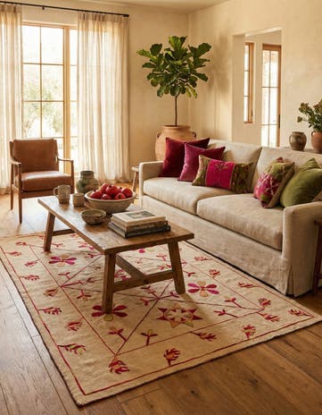 5' 10 x 7' 3 Hand Woven Kilim Suzani Wool Rug