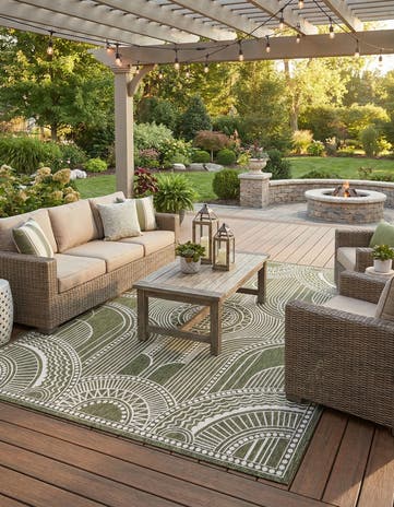 9' x 12' Easy-Clean Traditional Indoor / Outdoor Rug