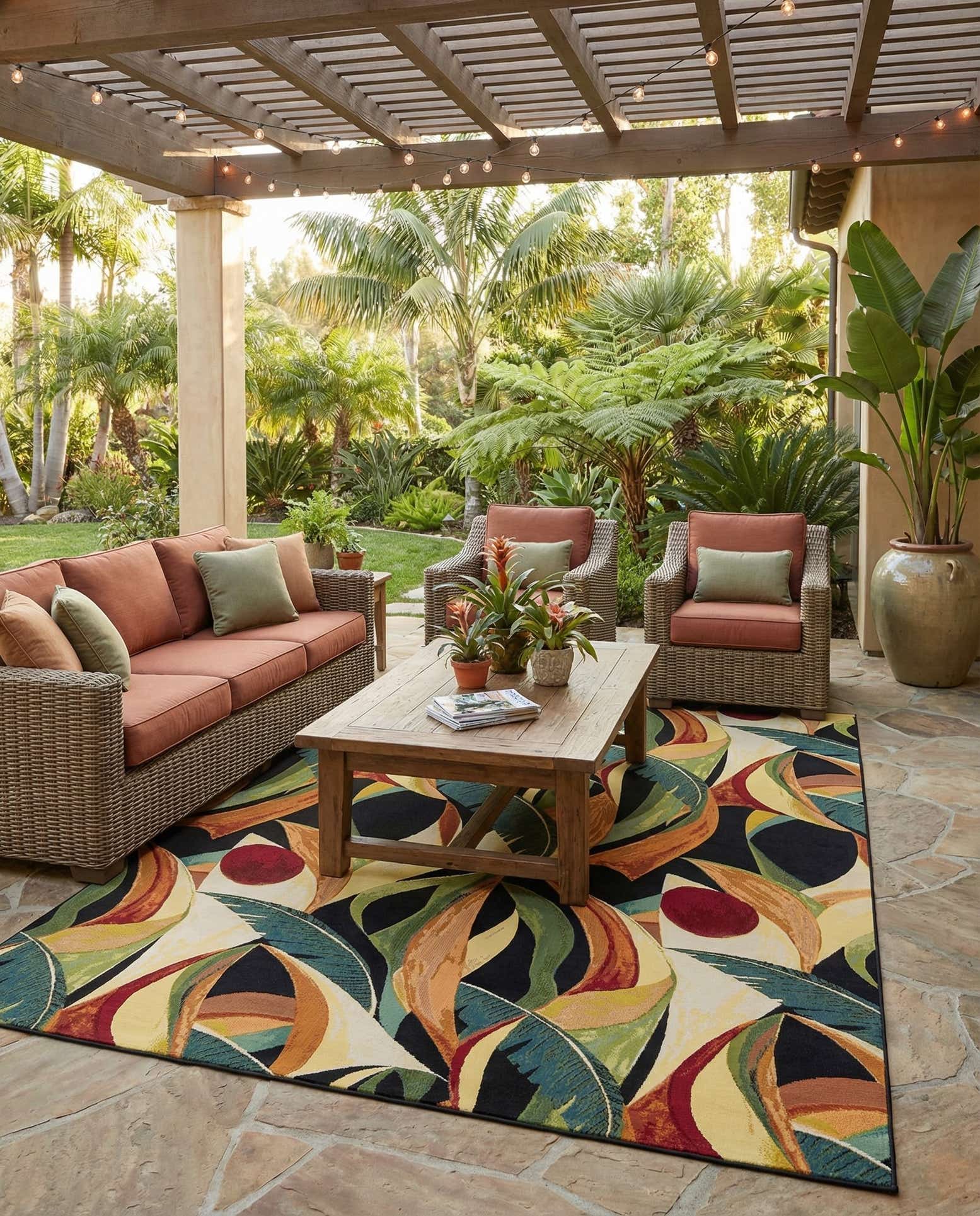 10' x 14' Easy-Clean Botanical Indoor / Outdoor Rug
