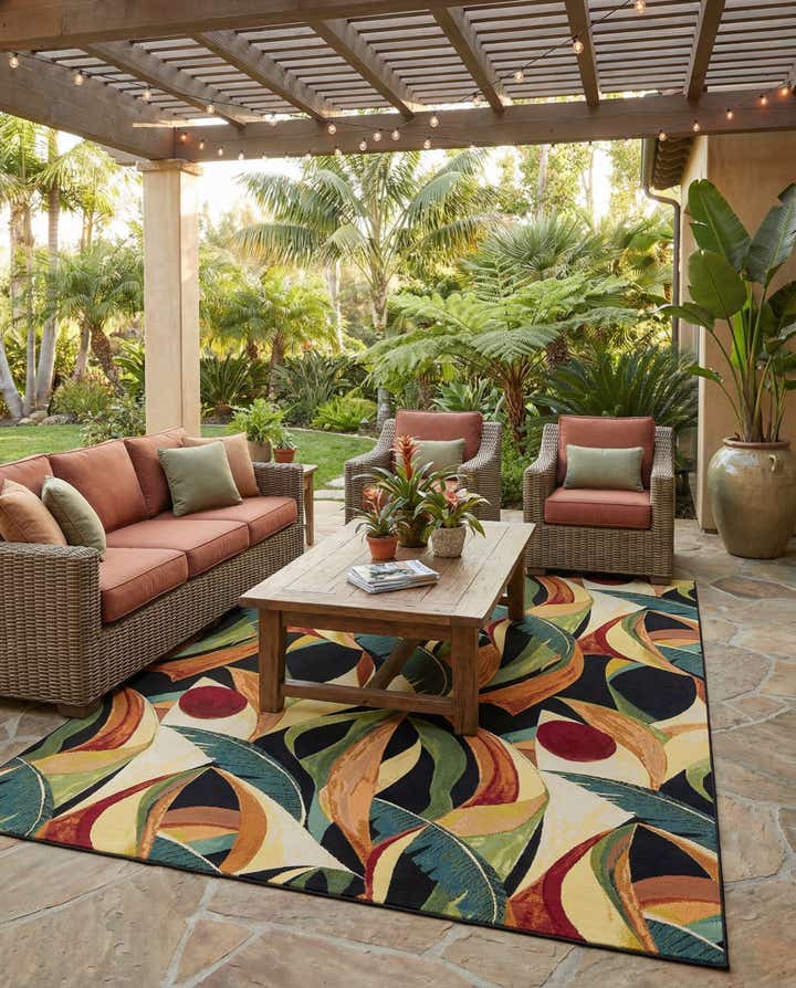 10' x 14' Easy-Clean Botanical Indoor / Outdoor Rug