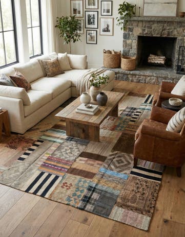 6' 5 x 10' Hand Woven Kilim Patchwork Wool Rug