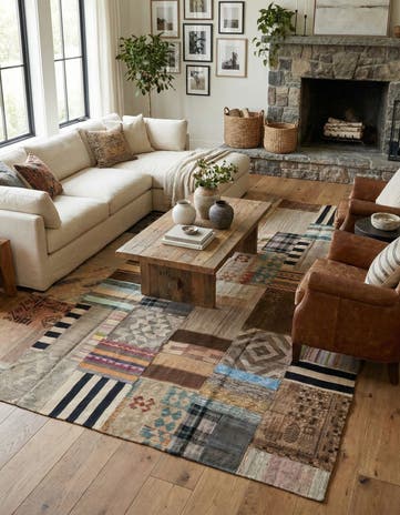 6' 5 x 10' Hand Woven Kilim Patchwork Wool Rug
