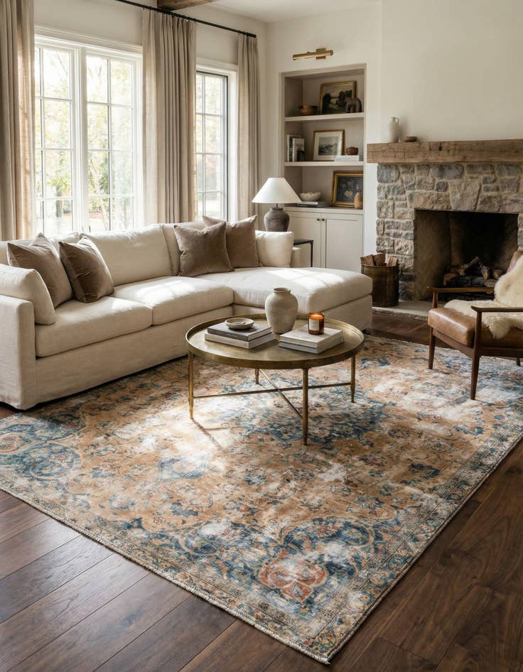 Detail image of  6' 3 x 7' 10  Hand Knotted Ultra Vintage Persian Wool Rug