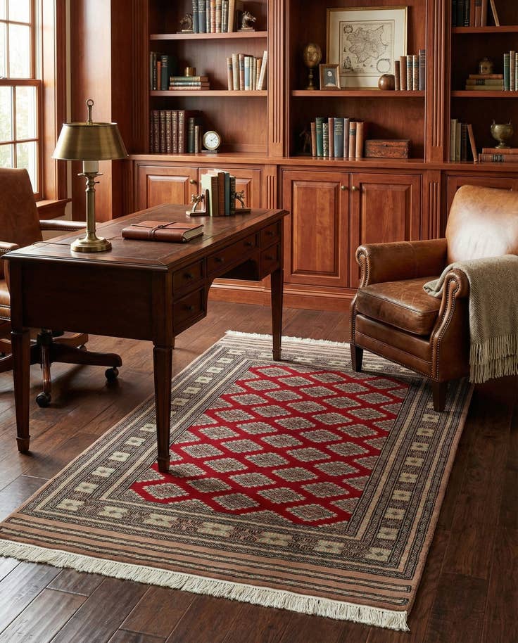 Detail image of 4' 1 x 6' 4 Hand Knotted Bokhara Oriental Wool Rug