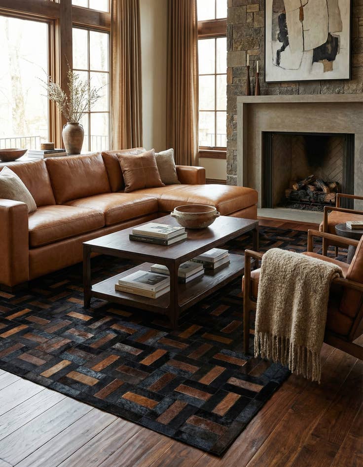 Detail image of  5' 3 x 8' 2 Cowhide - Patchwork Rug