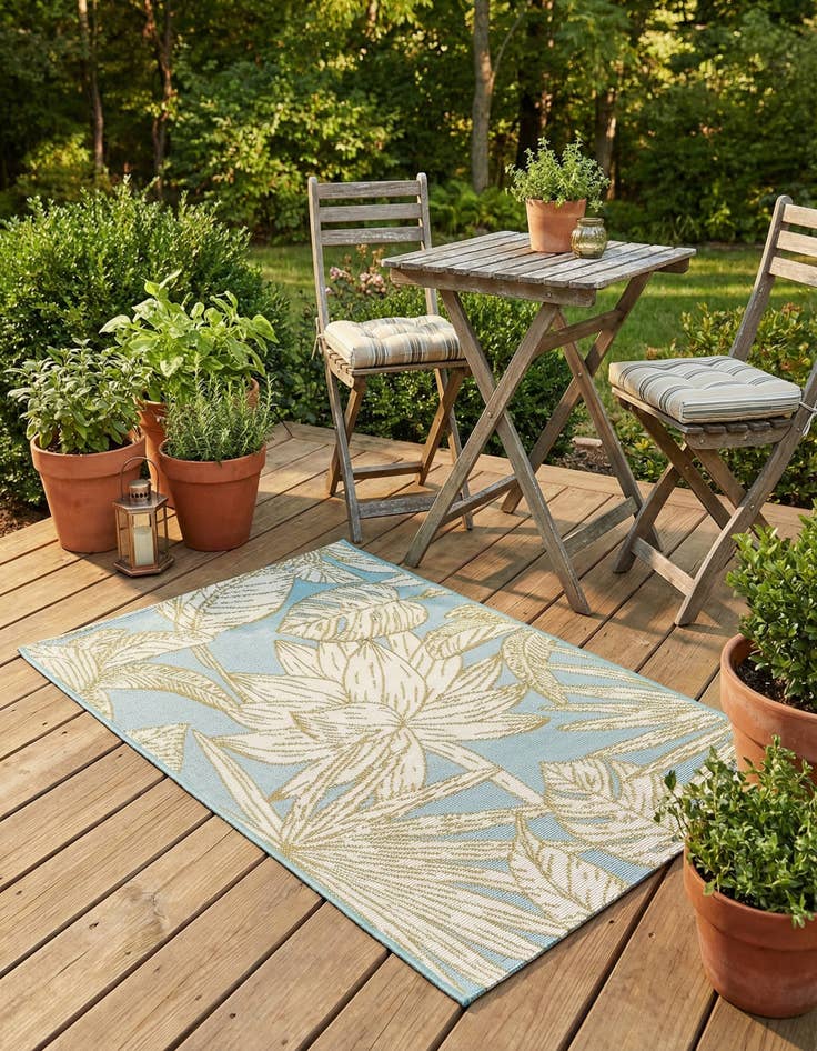 Detail image of 2' x 3'  Washable Botanical Indoor / Outdoor Rug