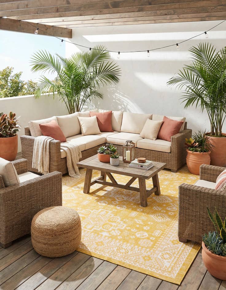 Detail image of 7' 10 x 11'  Washable Aztec Indoor / Outdoor Rug