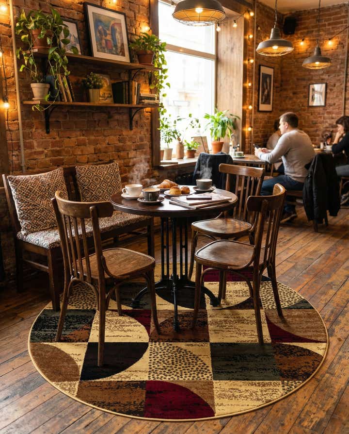 185cm x 185cm Café Tapis Rond