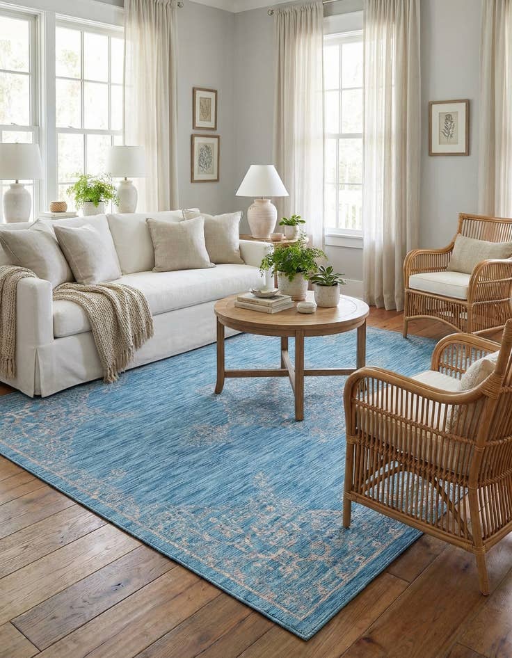 Detail image of 7' x 10'  Washable Traditional Indoor / Outdoor Rug